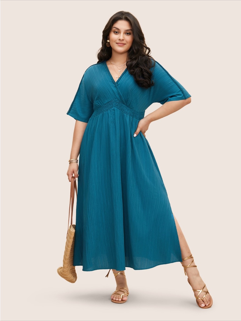 BloomChic Boho Style Teal Maxi Dress Size 14-16 NWT